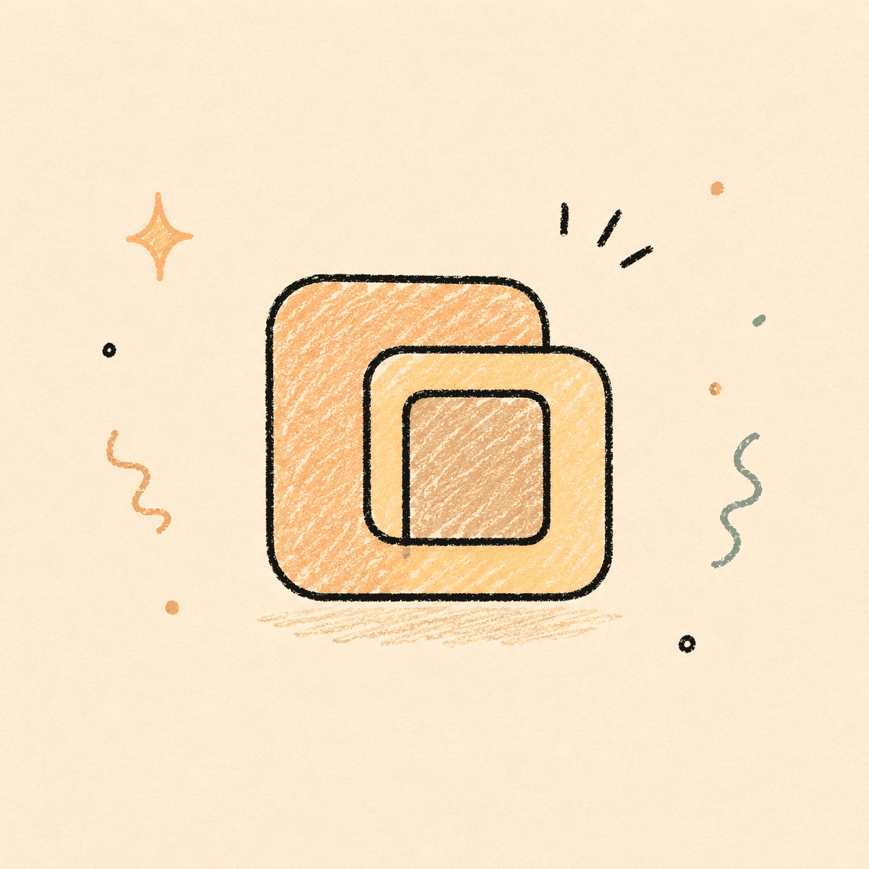 Hand-drawn overlapping frames representing the Like Player video library