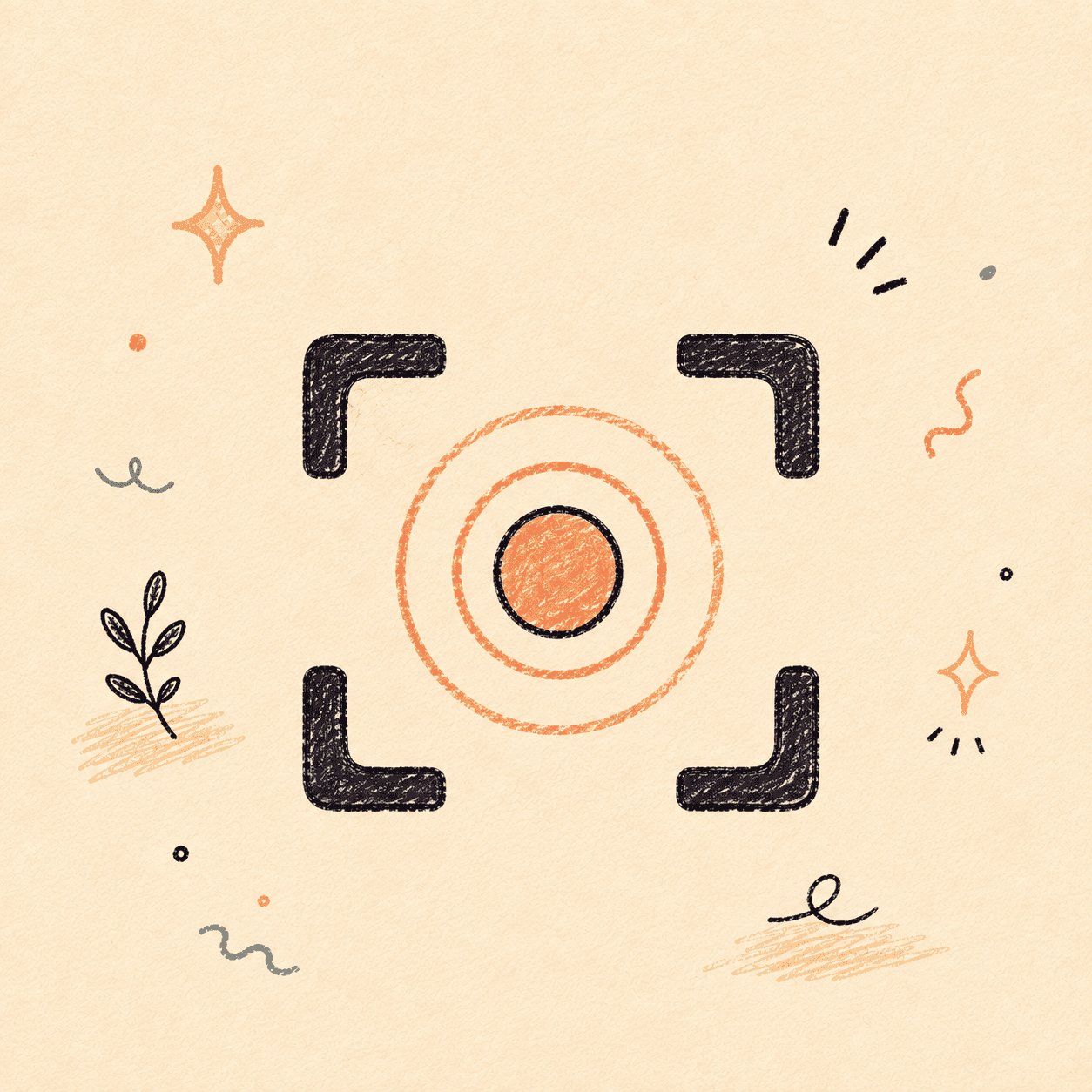 Hand-drawn focus frame around a highlighted point